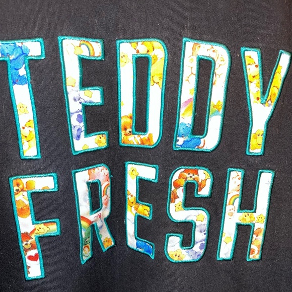 Teddy Fresh X Care Bears Black Appliqué Collar Sweatshirt Collab Size XL GUC - Picture 5 of 7